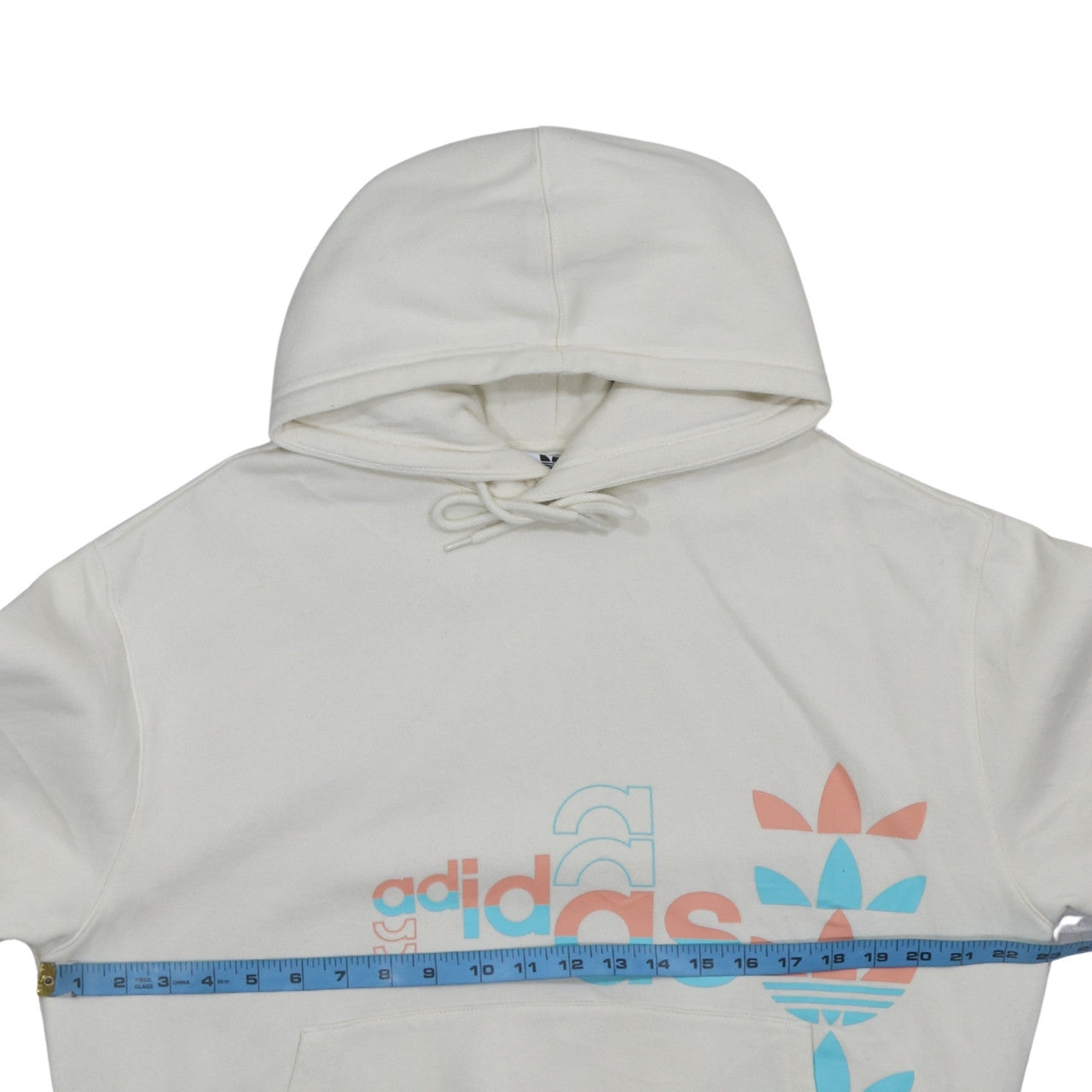 adidas Men Ivory Pullover Hoodie M Graphic Fleece Sweatshirt