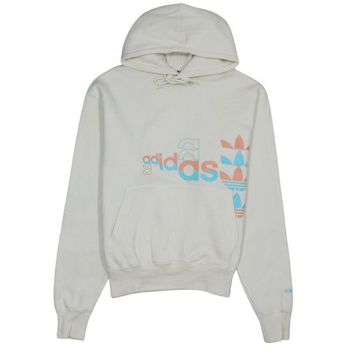 adidas Men Ivory Pullover Hoodie M Graphic Fleece Sweatshirt