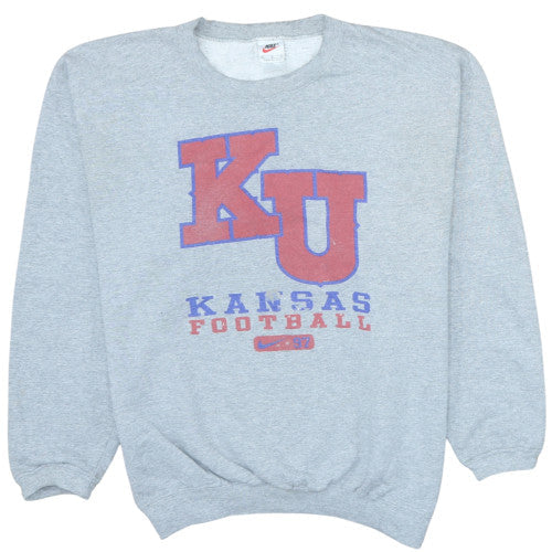 Nike Mens Grey Kansas Football Sweatshirt M Crew Neck Vintage Style