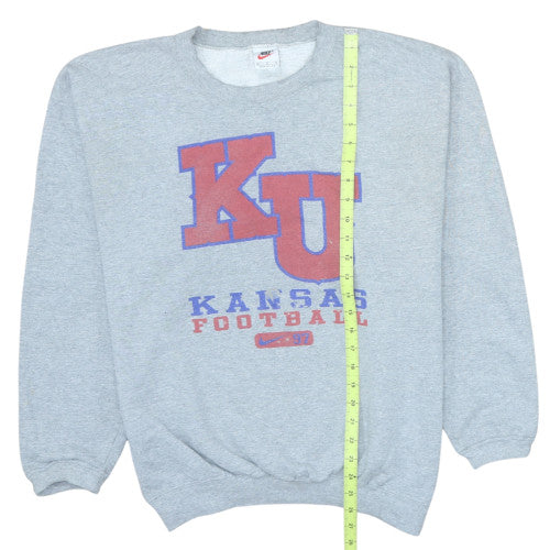 Nike Mens Grey Kansas Football Sweatshirt M Crew Neck Vintage Style