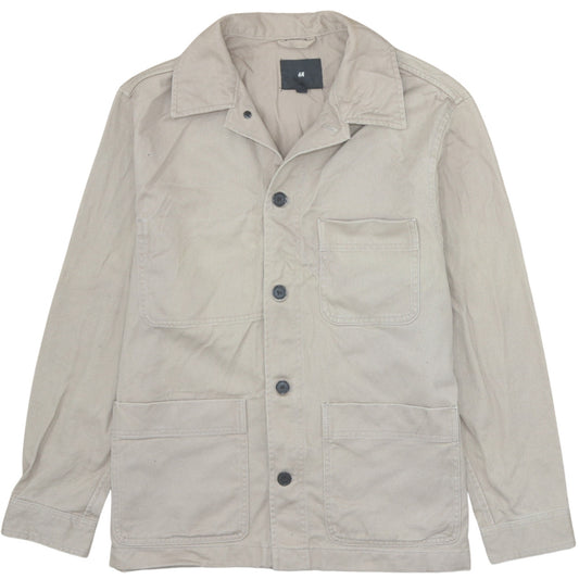 H&M Men's Beige Cotton Twill Button Jacket Size M Regular Fit