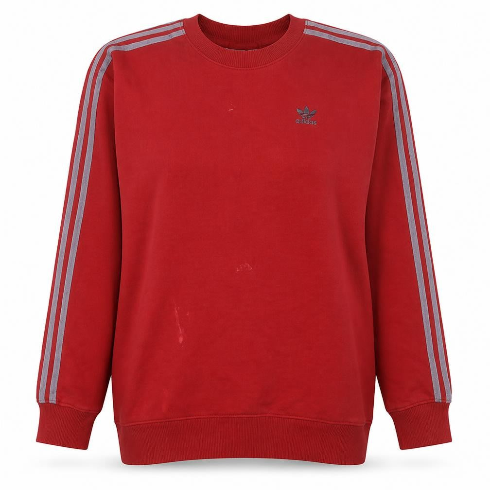 Front view of Adidas Women Red Crew Neck Long Sleeve Pullover Sweatshirt, size S