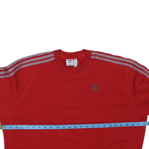 Adidas Women Red Crew Neck Long Sleeve Pullover Sweatshirt Size S