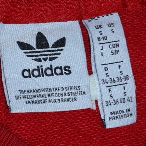 Adidas Women Red Crew Neck Long Sleeve Pullover Sweatshirt Size S