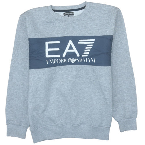 Emporio Armani Mens Grey EA7 Logo Sweatshirt Size M Pullover Crew Neck
