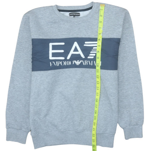 Emporio Armani Mens Grey EA7 Logo Sweatshirt Size M Pullover Crew Neck