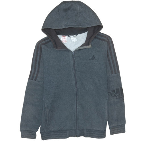 Adidas Teens Grey Full Zip Fleece Hoodie Size 164