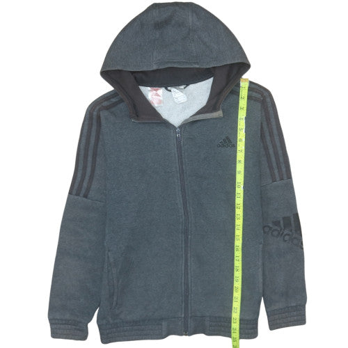 Adidas Teens Grey Full Zip Fleece Hoodie Size 164