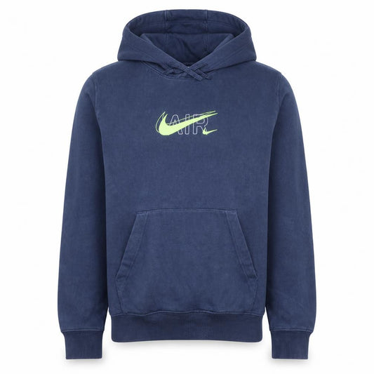 Front view of Nike Men's Blue XS Pullover Hoodie with Logo Graphic Print