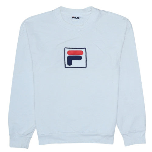 Fila Men's White Small Logo Crew Neck Pullover Sweatshirt