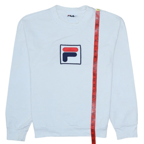 Fila Men's White Small Logo Crew Neck Pullover Sweatshirt