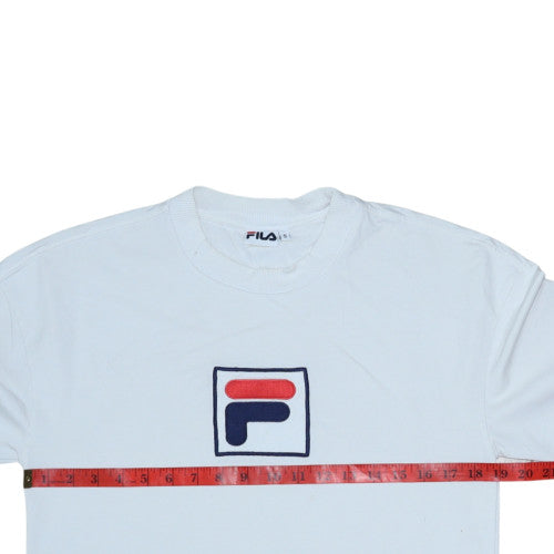 Fila Men's White Small Logo Crew Neck Pullover Sweatshirt