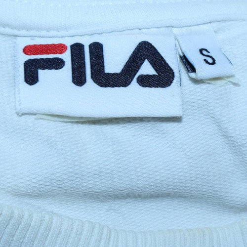 Fila Men's White Small Logo Crew Neck Pullover Sweatshirt