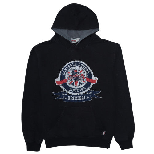 Lonsdale Men’s Black XL Pullover Hoodie With Logo Graphic Print