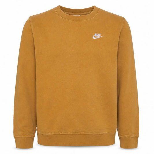 Front view of Nike Men's Brown Logo Crew Neck Pullover Sweatshirt M
