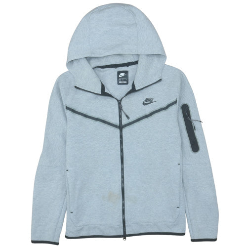 Nike Men's Grey Full Zip Hoodie Size M with Logo Design