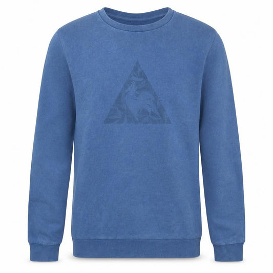 Front view of Le Coq Sportif Men's Blue Small Crew Neck Pullover Sweatshirt