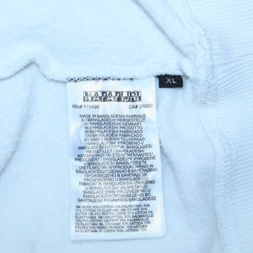 Napapijri Men’s White XL Pullover Hoodie with Logo and Kangaroo Pocket