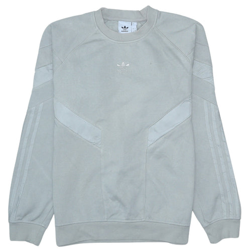 adidas Men Grey Crew Neck Pullover Sweatshirt Small