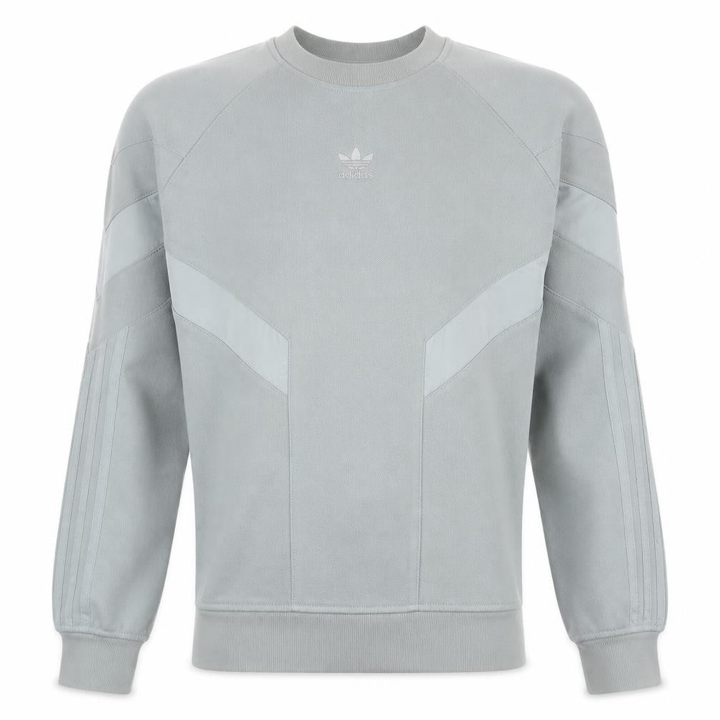 Front view of adidas Men Grey Crew Neck Pullover Sweatshirt Small