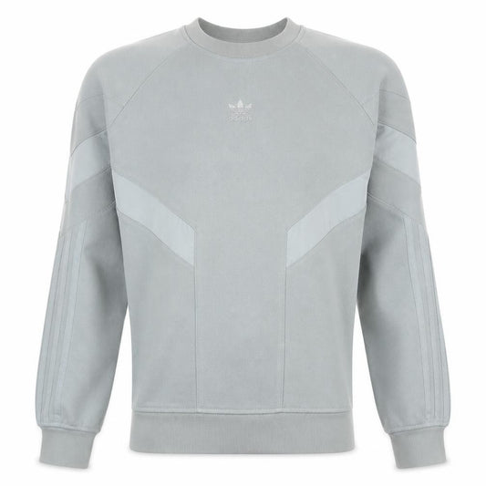 Front view of adidas Men Grey Crew Neck Pullover Sweatshirt Small