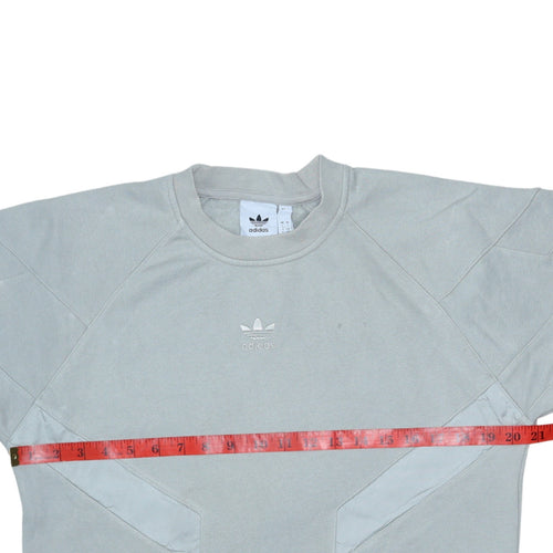 adidas Men Grey Crew Neck Pullover Sweatshirt Small