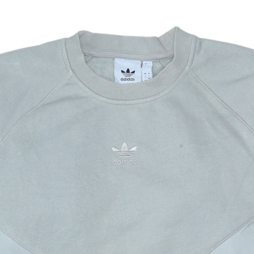 adidas Men Grey Crew Neck Pullover Sweatshirt Small