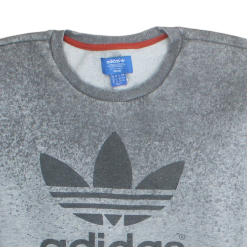 Adidas Unisex Grey Pullover Crew Neck Sweatshirt Size L