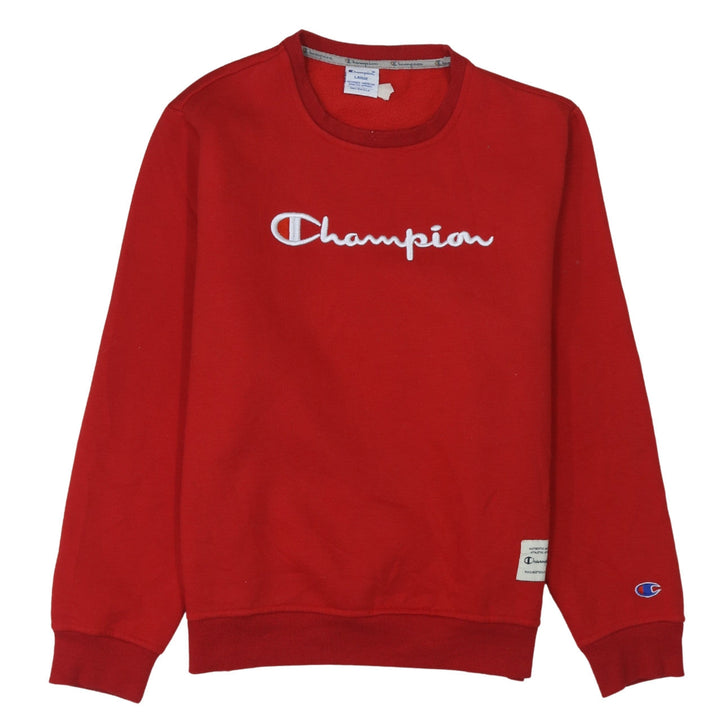 Champion Men's Red Embroidered Logo Sweatshirt Large Pullover Fleece