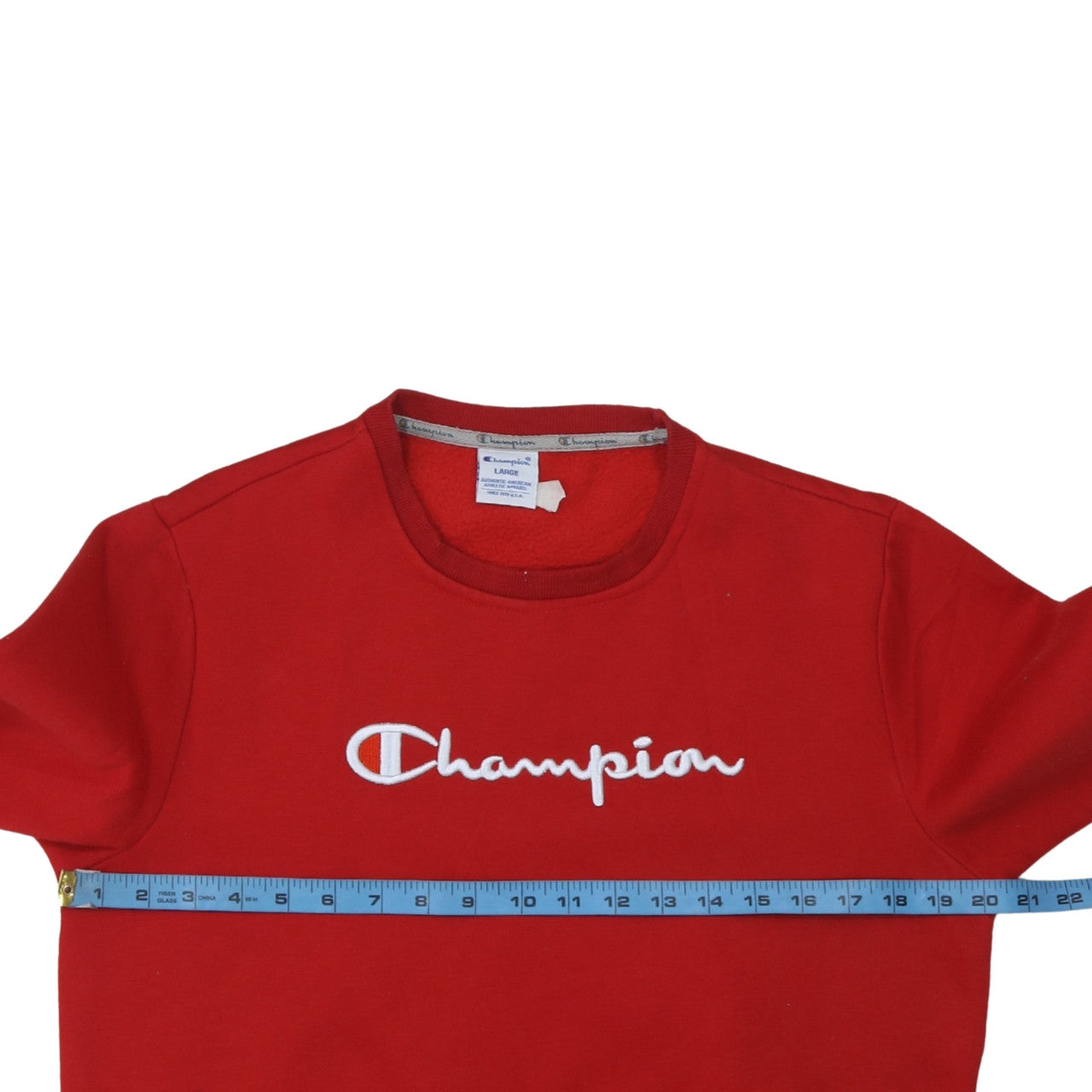 Champion Men's Red Embroidered Logo Sweatshirt Large Pullover Fleece