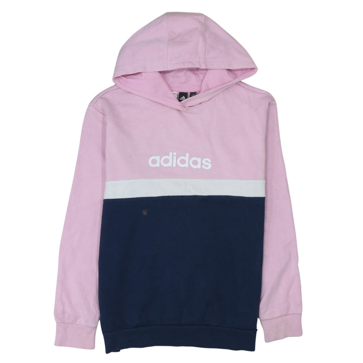 adidas Girls Pink Colourblock Pullover Hoodie Size 13-14 Years