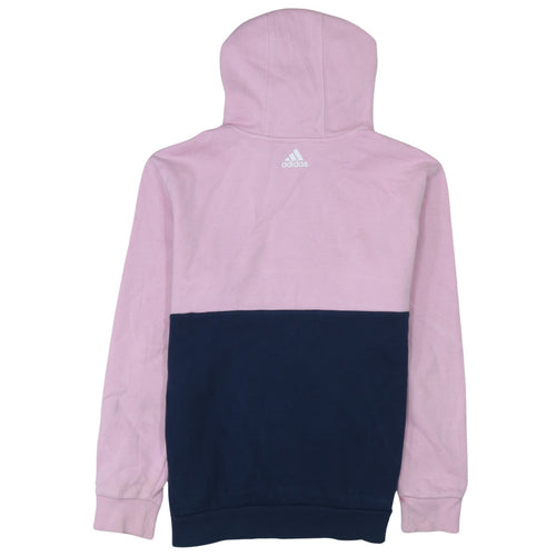 adidas Girls Pink Colourblock Pullover Hoodie Size 13-14 Years