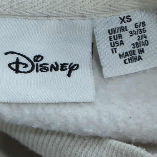 Disney Womens White Dumbo Pullover Sweatshirt XS Long Sleeve Cotton Fleece