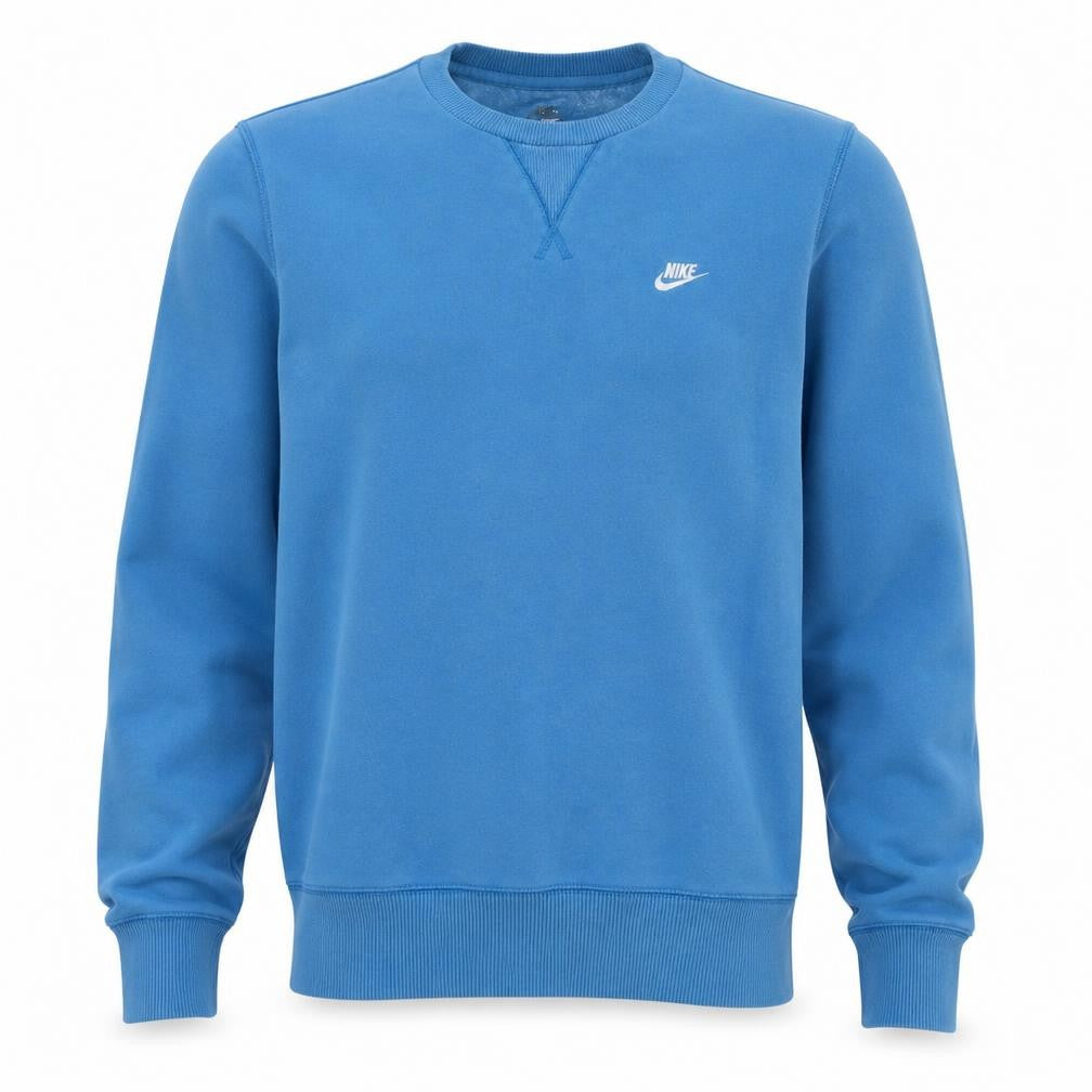 Front view of Nike Men's Blue Crew Neck Pullover Sweatshirt, size M