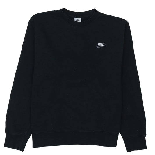 Nike Men's Black Pullover Sweatshirt M Crew Neck Fleece Logo