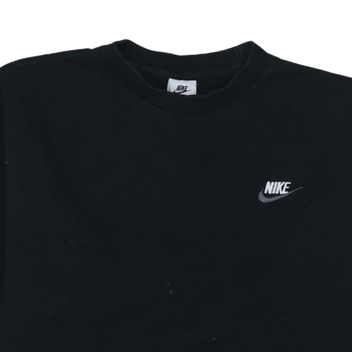 Nike Men's Black Pullover Sweatshirt M Crew Neck Fleece Logo