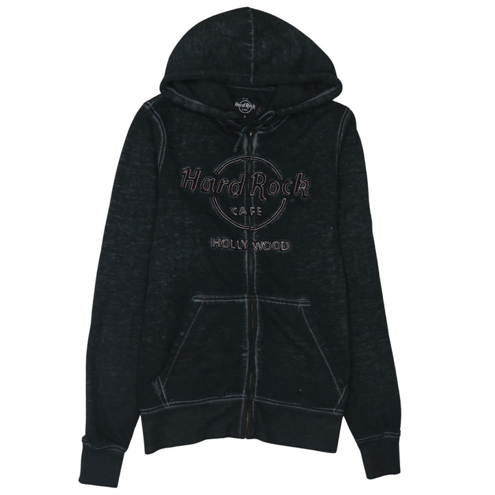 Hard Rock Cafe Men's Black Full Zip Hoodie Size S Embroidered Logo