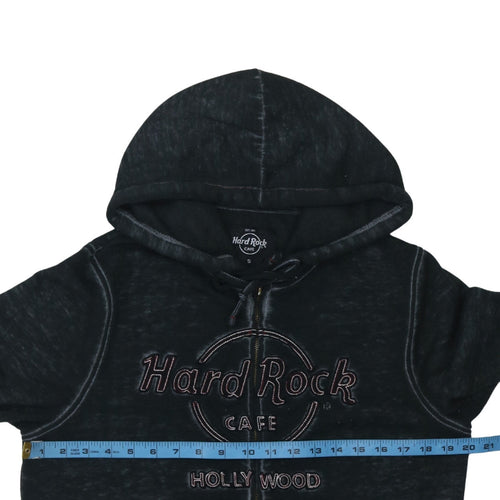Hard Rock Cafe Men's Black Full Zip Hoodie Size S Embroidered Logo