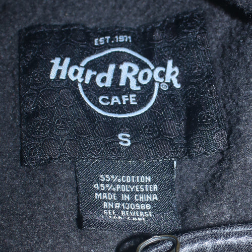 Hard Rock Cafe Men's Black Full Zip Hoodie Size S Embroidered Logo