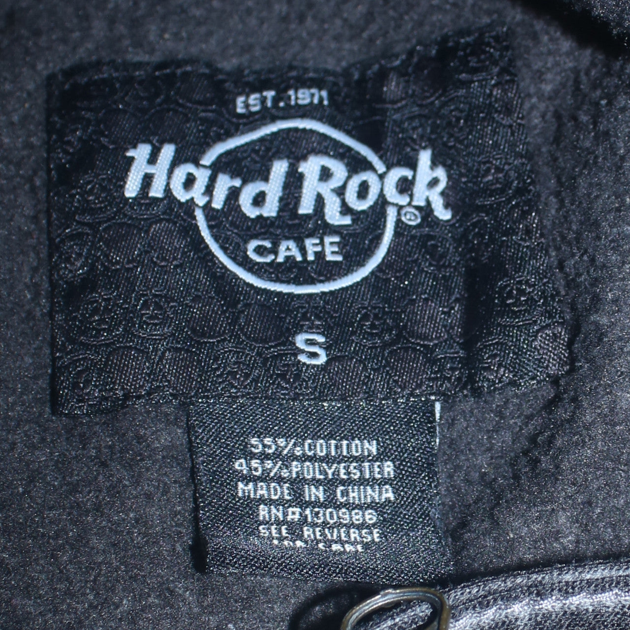 Hard Rock Cafe Men's Black Full Zip Hoodie Size S Embroidered Logo
