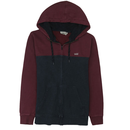 Vans Men's Burgundy and Black Full Zip Hoodie Size M