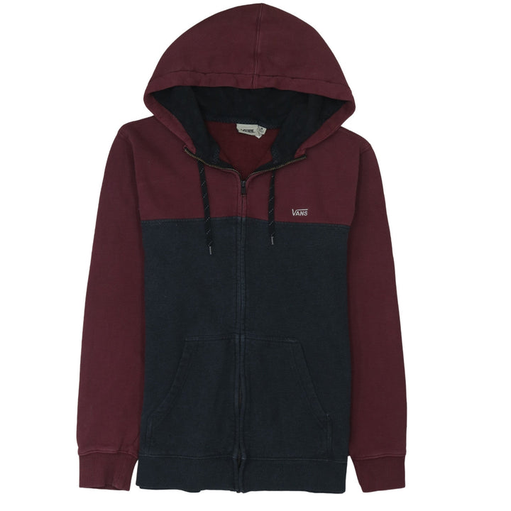 Vans Men's Burgundy and Black Full Zip Hoodie Size M
