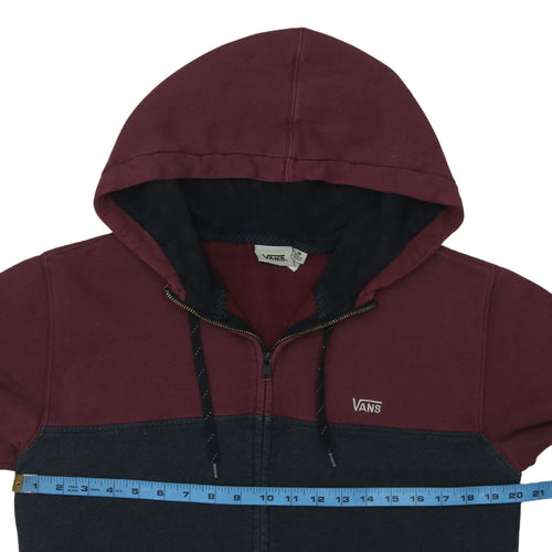 Vans Men's Burgundy and Black Full Zip Hoodie Size M