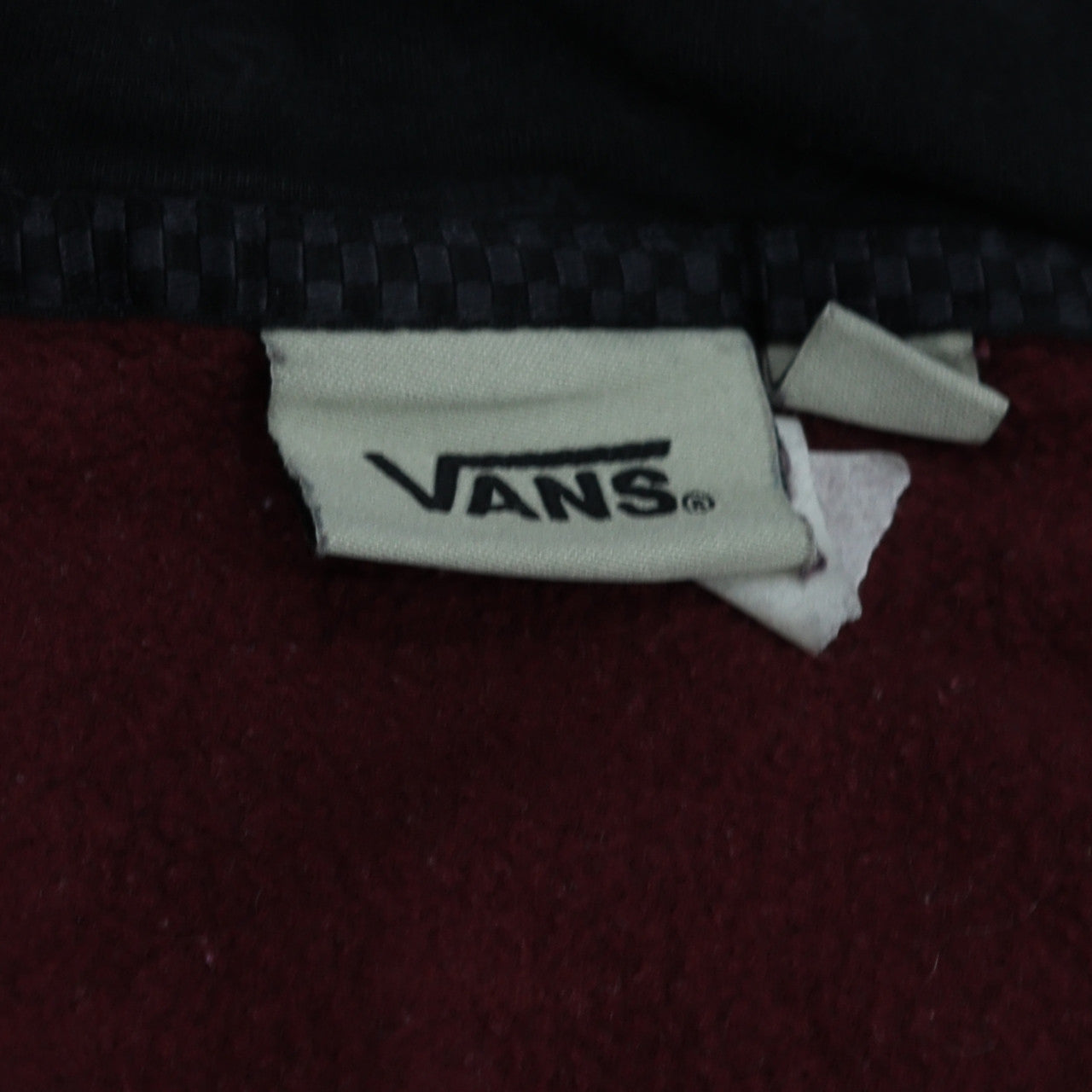 Vans Men's Burgundy and Black Full Zip Hoodie Size M