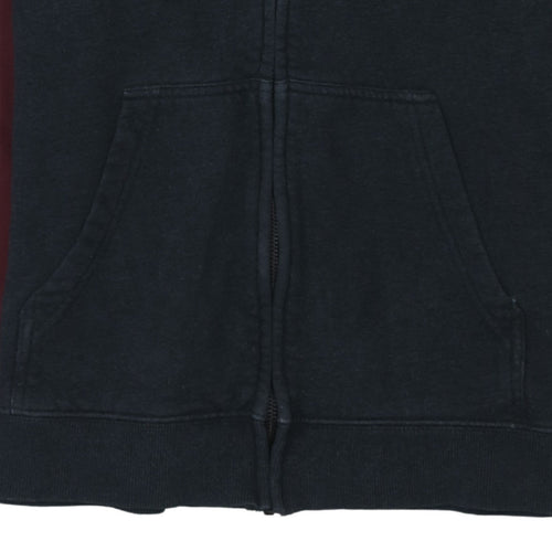 Vans Men's Burgundy and Black Full Zip Hoodie Size M