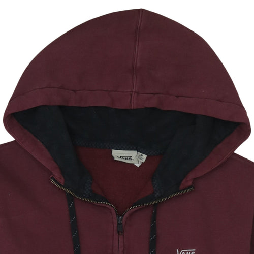 Vans Men's Burgundy and Black Full Zip Hoodie Size M
