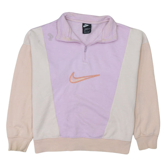 Nike Women’s Lilac & Beige 1/4 Zip Loose Fit Sweatshirt M