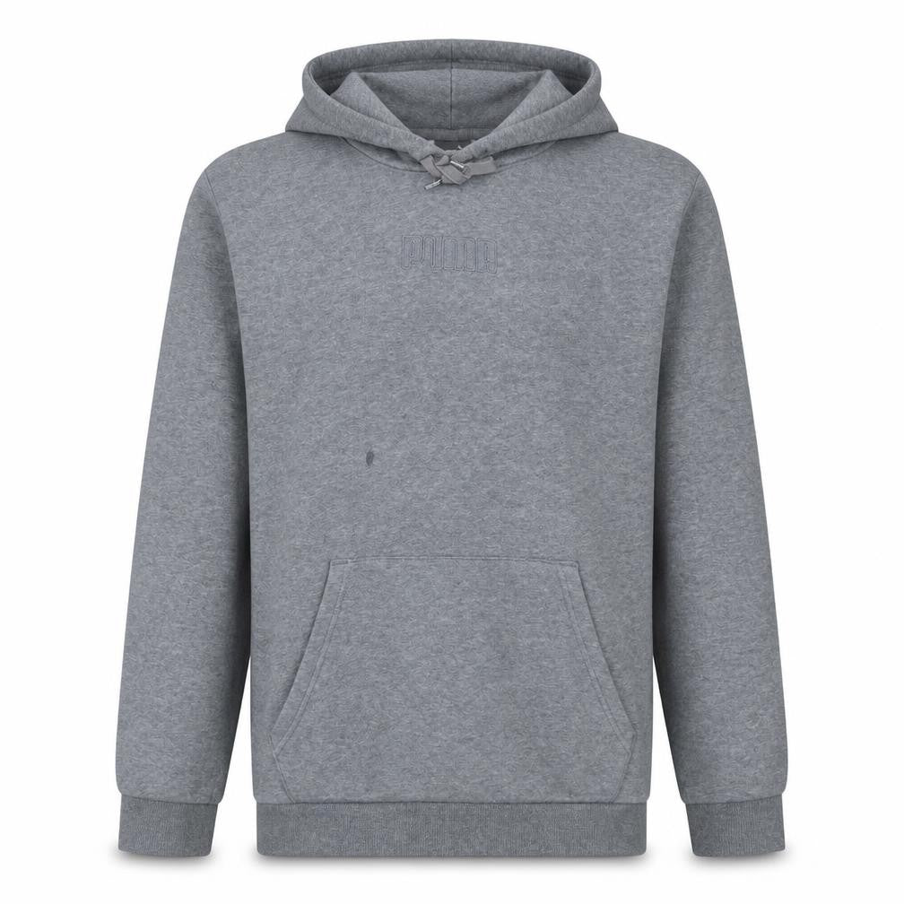 Front view of Puma Men's Grey XL Pullover Hoodie Fleece Sweatshirt