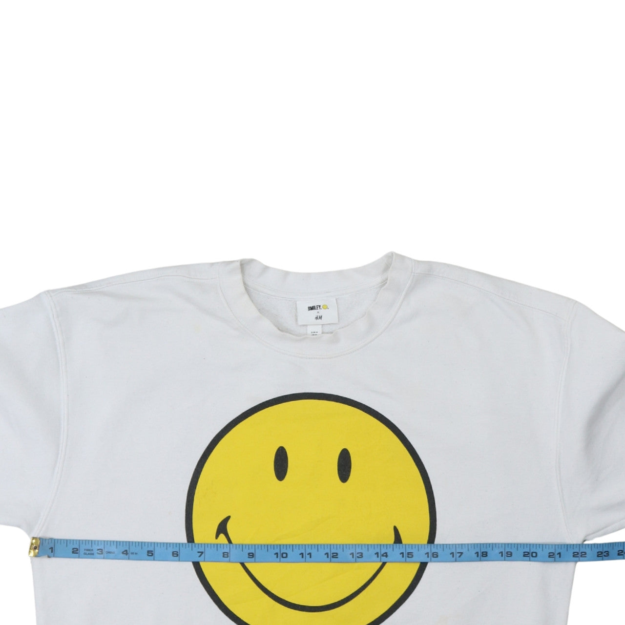 H&M Smiley White Women's Sweatshirt Size 12 Pullover Crew Neck Graphic