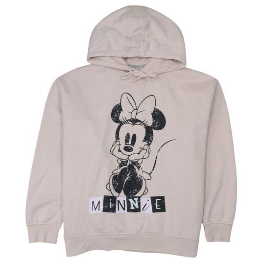 Primark Women Beige Minnie Mouse Pullover Hoodie XL Fleece Lined